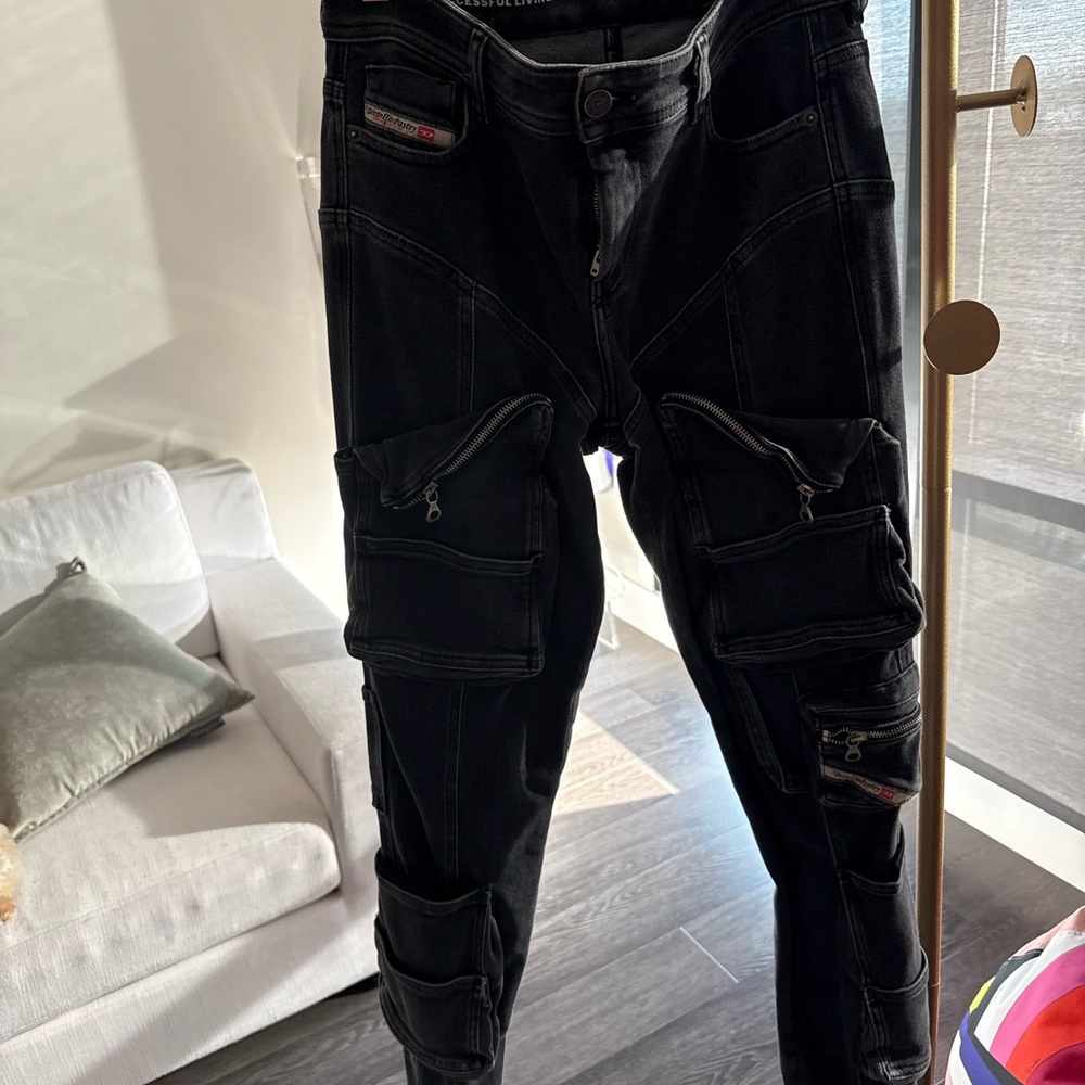 Diesel 1984 Slandy-High Black Skinny Jeans with Cargo Pockets (great stretch) - Picture 4 of 10